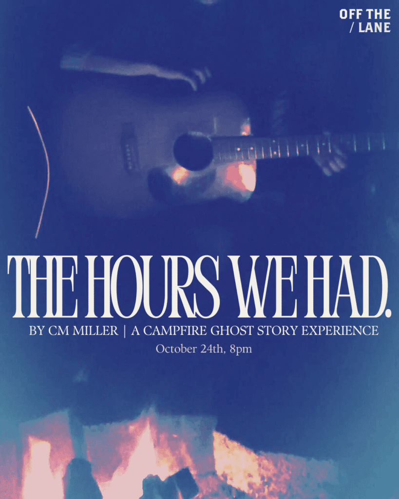 Artwork for The Hours We Had. A dark photograph of someone playing an acoustic guitar in front of a camp fire.