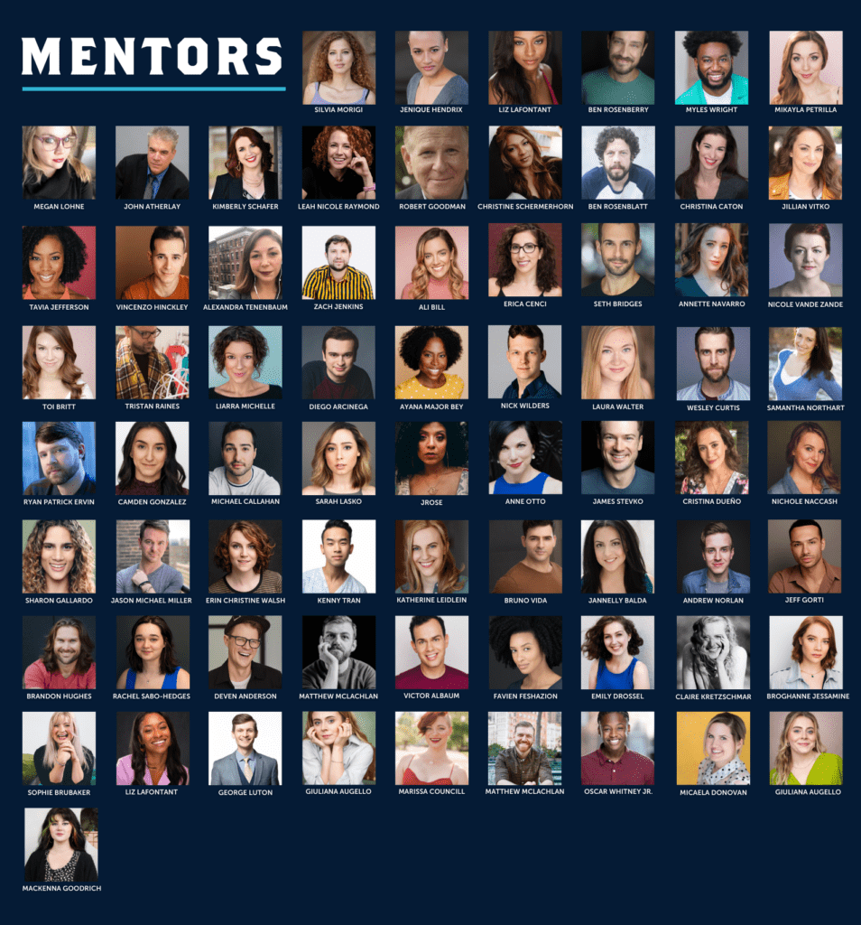 A collage of 70 mentor headshots.